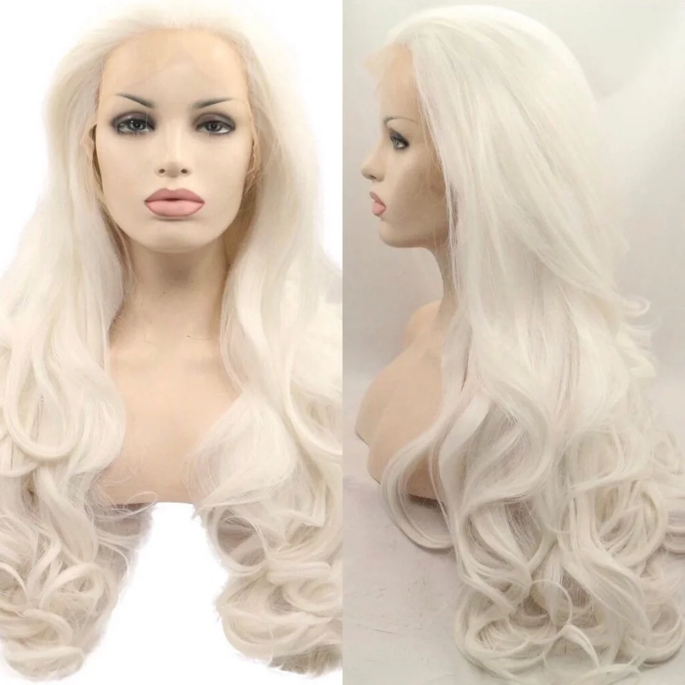 ✨24” PLATINUM BLONDE BODY WAVY LACE FRONT WIG *NEW